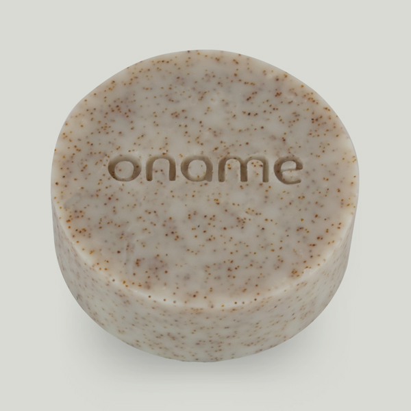 Oname Citronella & Walnut soap on grey background